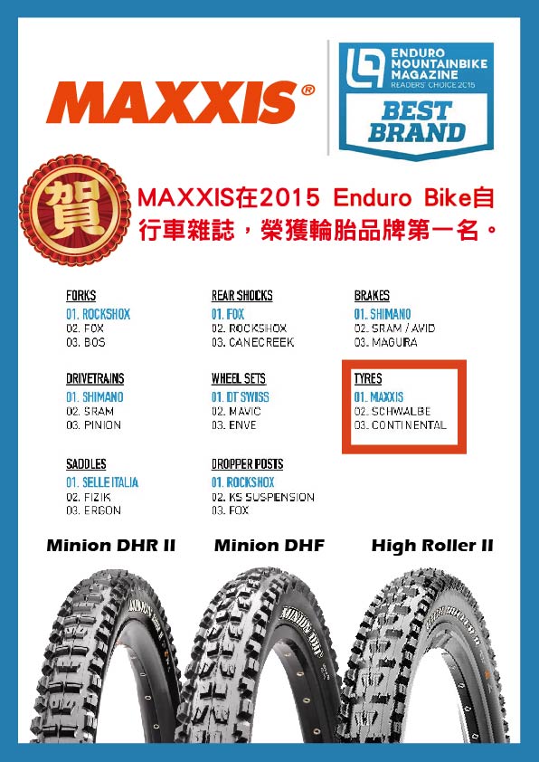 Enduro Bike雜誌票選輪胎品牌第一名